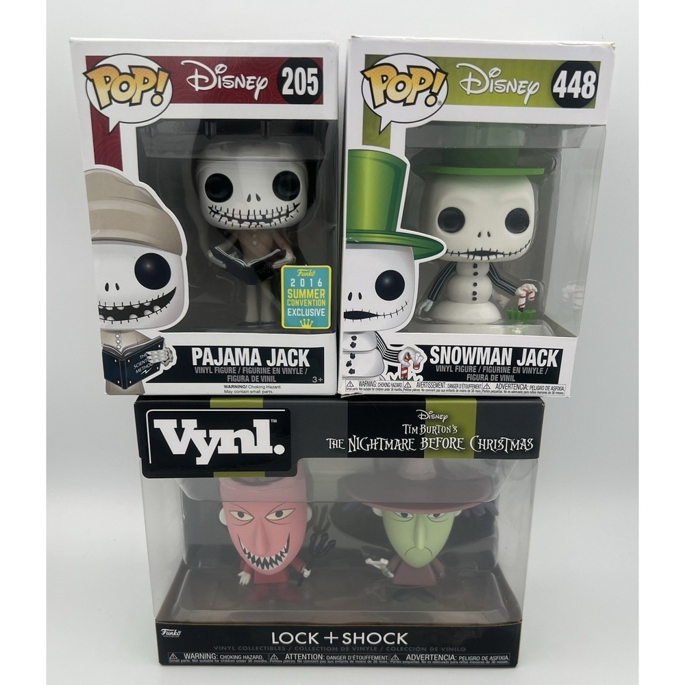 Disney Funko Pop Nightmare Before Christmas Jack‎ 205 448 + Lock Shock Lot New